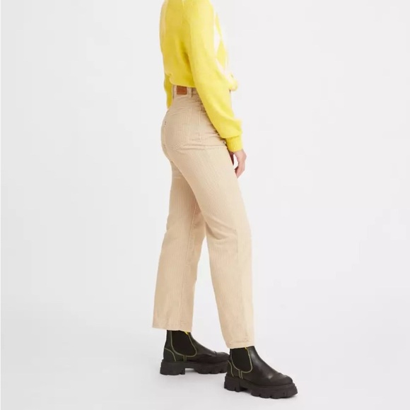 Levi’s Ribcage Straight Ankle High Rise Corduroy Pants in Cream Size 25 - Picture 4 of 12